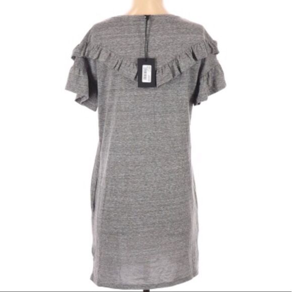 PAIGE | NEW Adalie Short Sleeve Ruffle Dress Heathered Gray Women’s Size X-Small - Picture 3 of 14